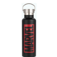 MINISO 名创优品 漫威LOGO系列 不锈钢运动水壶 600ml 黑色