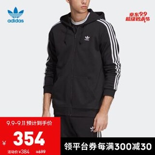 阿迪达斯官网adidas三叶草3-STRIPES FZ男装经典运动连帽拉链外套DV1551 黑色 M(参考身高:179~185CM)