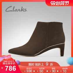 clarks其乐女鞋Ellis Eden英伦正装尖头细高跟小猫跟短靴踝靴女靴