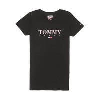 TOMMY HILFIGER 汤米·希尔费格 女士棉质圆领印花logo短袖T恤DW0DW07524BBU 黑色S