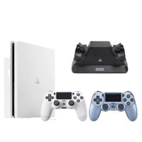 SONY 索尼 PlayStation 4 Slim+钛金蓝手柄 游戏机套装 500GB 白色