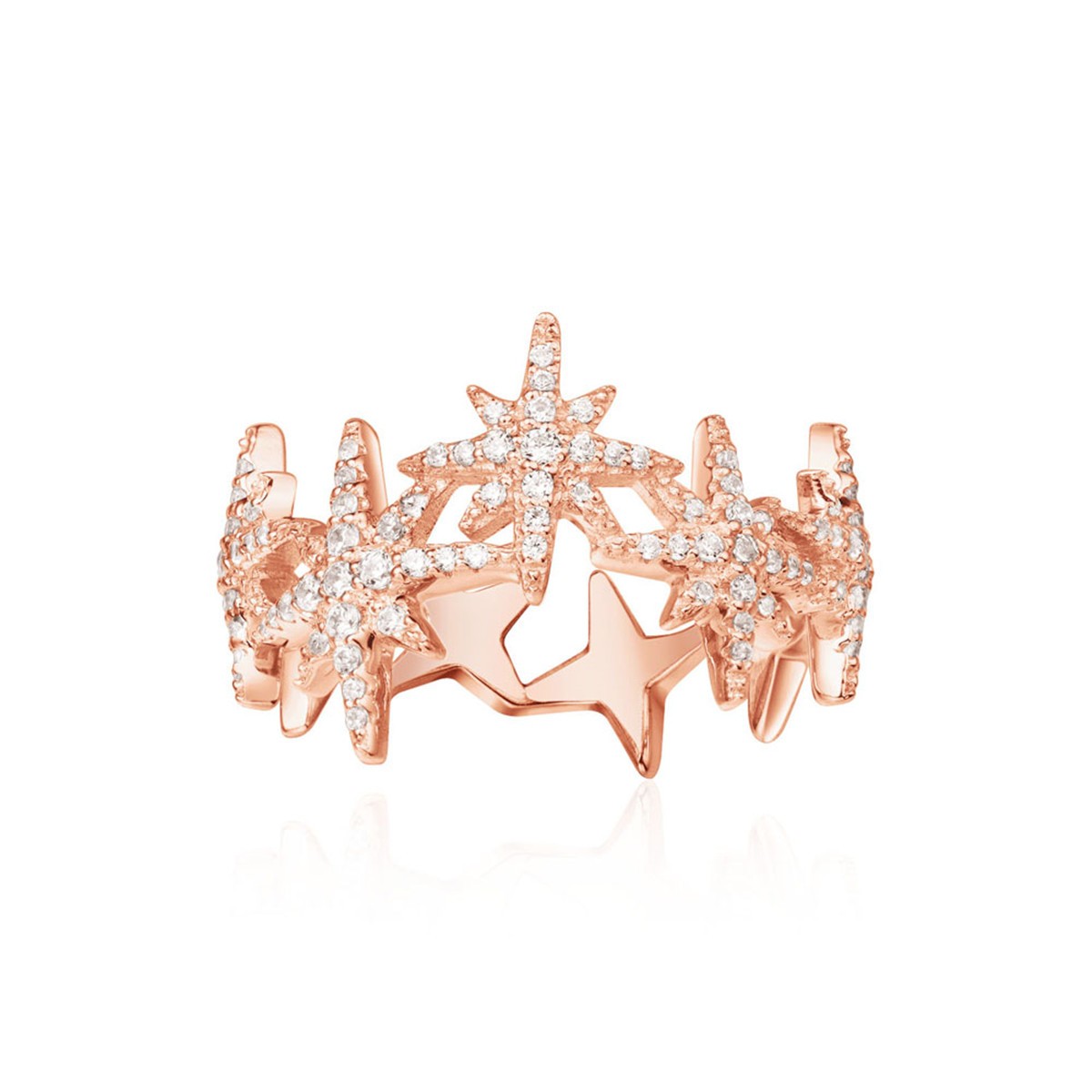 apmmonaco粉金色纯银镶晶钻流星戒指r18023ox