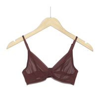 OYSHO 女士性感网纱薄杯有钢圈两排扣文胸186338945 紫红色70B/32B