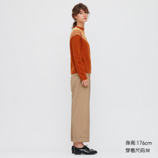 UNIQLO 优衣库 女士圆领修身长袖3D提花针织衫432087