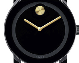 MOVADO 摩凡陀 波特系列 3600305 男士石英手表 42mm 黑盘 棕色皮质表带 圆形