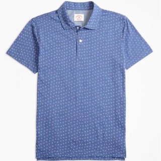 Brooks Brothers 布克兄弟 男士翻领棉质几何印花短袖POLO衫 Navy S