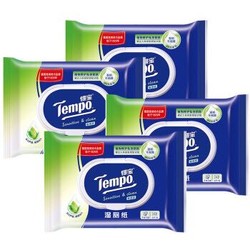 包邮Tempo/得宝肌湿厕纸40片X4包经期可用卫生湿巾湿纸巾胶盖装 *5件