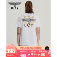 boylondon 潮牌2020夏季竞速金色奖牌LOGO印花情侣装T恤B202NC577301 白色 XL