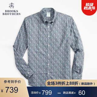 Brooks Brothers/布克兄弟男士20春新棉质花朵细花纹设计衬衫休闲 B545-蓝色 S *3件