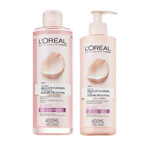 凑单品、银联返现购：L'OREAL PARIS 巴黎欧莱雅 玫瑰茉莉花卸妆套装（卸妆乳400ml+卸妆爽肤水 400ml）