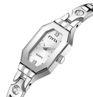 FIYTA 飞亚达 Mini系列 DL28000.WWW 女士石英手表 24mm 银盘 银色不锈钢表带 方形