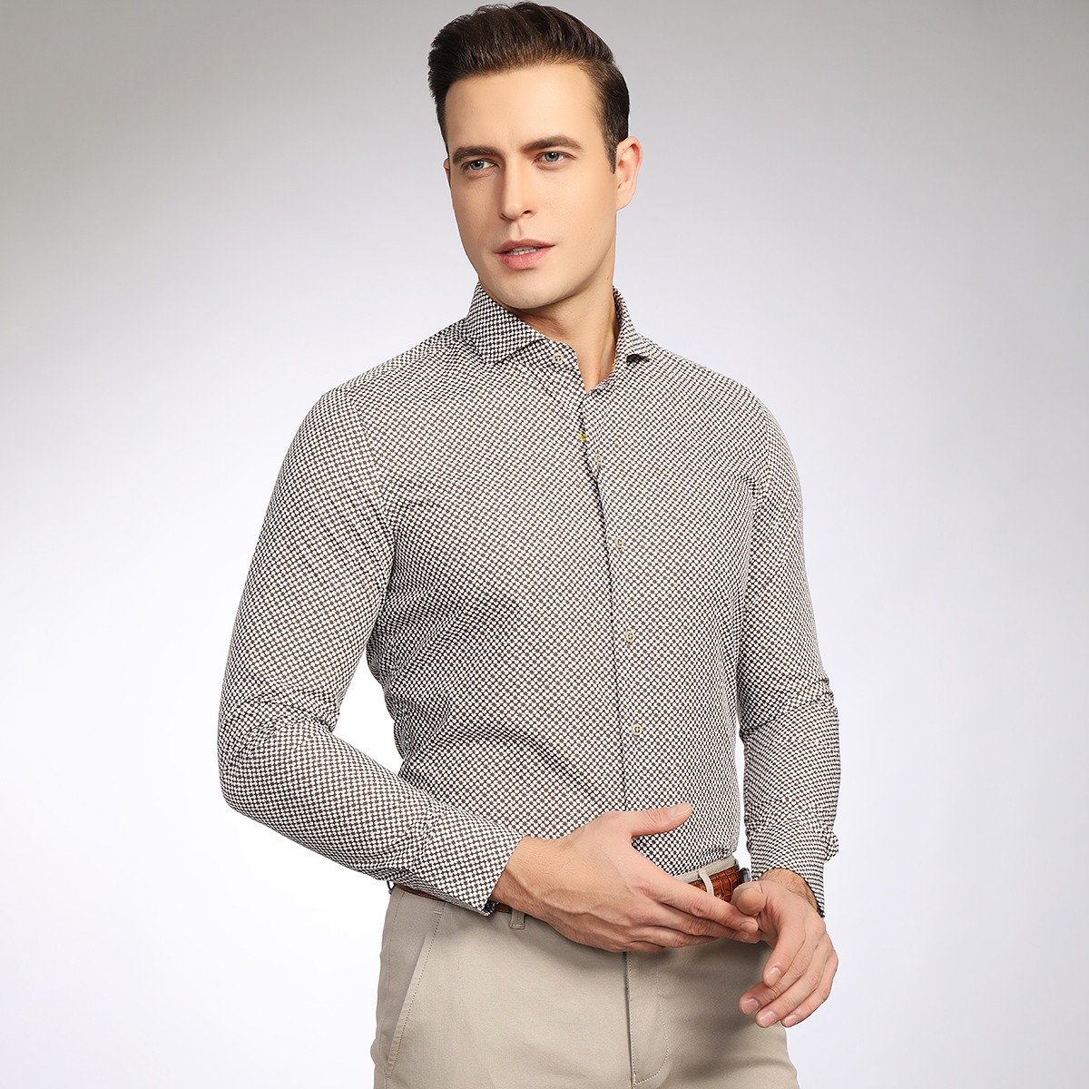 唯品尖货carlocastello男士827101a05820个性印花透气衬衫