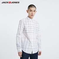 Jack Jones 杰克琼斯 219105549 男士薄格子长袖白衬衫衣