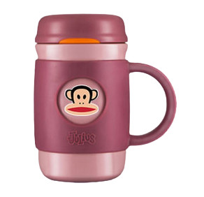 Paul Frank 大嘴猴 PFD005 304不锈钢带手柄办公保温杯 450ml 粉咖色