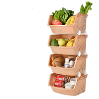 BELO 百露 bl0909 厨房弧形置地式收纳架 卡其色 4层