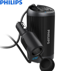 飞利浦(PHILIPS)车载逆变器/车载充电器 12V转220V 纯正弦波电源转换器 带点烟口/电压监测 DLP7510N