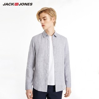 JackJones 杰克琼斯 男士亚麻衬衫 219105522 C41浅花灰 165/88A/XS