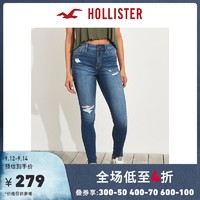 Hollister春季经典弹力高腰直筒修身牛仔裤 女 301445-1