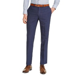 男款 DKNY|Men's Slim-Fit Stretch Navy Blue/Blue Stripe Suit Pants