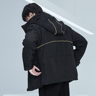 YATLAS亚锐男士冬季新品可脱卸羽绒保暖休闲短款羽绒服 S 黑色