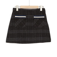 女款时尚双口袋针织短裙半身裙 S 黑色