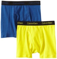 Calvin Klein 卡尔文·克莱 男小童弹性平角内裤2件套 蓝色+黄色 12-14