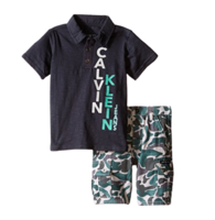 Calvin Klein 卡尔文·克莱 男童套装两件套POLO衫+短裤 灰色 2岁