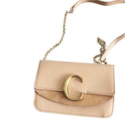 考拉海购黑卡会员chloé蔻依女士c标志光面牛皮链条单肩斜挎包