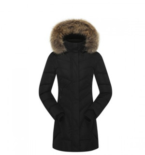 户外冬装加厚保暖外套长款保暖女式羽绒服 S 黑色