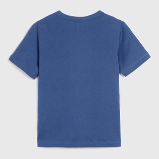 Gap男婴幼童春季短袖T恤464586 E 新款儿童纯棉圆领印花上衣 100CM(3T) 蓝色