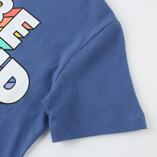 Gap男婴幼童春季短袖T恤464586 E 新款儿童纯棉圆领印花上衣 100CM(3T) 蓝色
