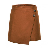 森马 Semir冬季时尚不规则显瘦a字裙短裙学院风半身裙女 S 咖啡5800