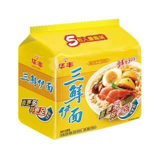 华丰 三鲜伊面方便面袋装干吃休闲食品面泡面零食速食面五连包 三鲜原味