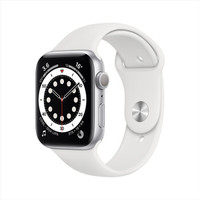 Apple 苹果 Watch Series 6  智能手表 44mm GPS款 银色铝金属表壳 白色运动型表带（血氧、GPS、扬声器）