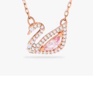 SWAROVSKI 施华洛世奇 5469989 女士粉色人工水晶天鹅项链 镀玫瑰金色 38cm