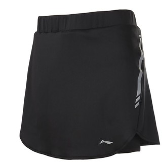 李宁女子裤裙羽毛球比赛短裙针织面料运动裤裙 M 标准黑