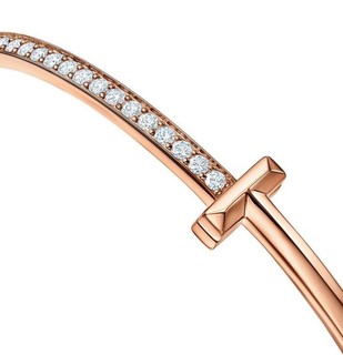 Tiffany&Co. 蒂芙尼 GRP11300 女士手镯18k玫瑰金镶钻窄铰链时尚优雅T