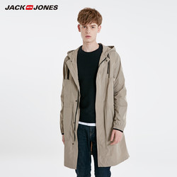 JackJones杰克琼斯outlets秋季男士中长百搭休闲商务风衣外套E|