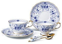 NARUMI 鸣海 锯子 套装 米兰 蓝色 210cc 2件套 茶 带勺子 日本制造 9682-23278
