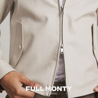 FULL MONTY灰白色哈灵顿夹克立领灯芯绒调节袢男青年斜纹纯棉外套