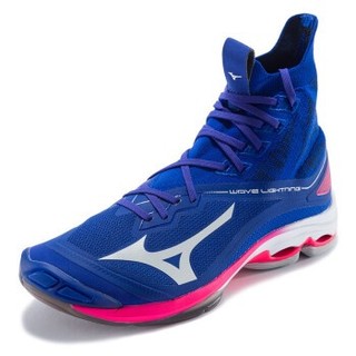 Mizuno 美津浓 Wave Lightning NEO 中性排球鞋 V1GA200220 蓝色/白色/荧光红 44