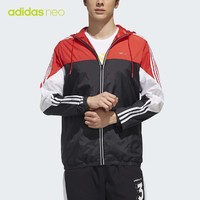 adidas NEO M CS RIS WB 男士运动夹克 EJ7071 黑色/浅猩红 S