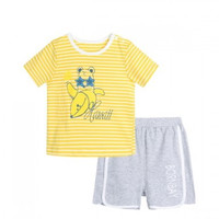 Bornbay 贝贝怡 男童纯棉卡通短袖套装 202T599 黄色 80cm