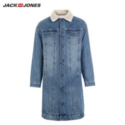 JackJones 杰克琼斯 219157520 男士长款羊羔绒拼接直筒牛仔外套