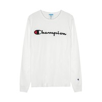 Champion 刺绣草写logo圆领长袖T恤 T3822