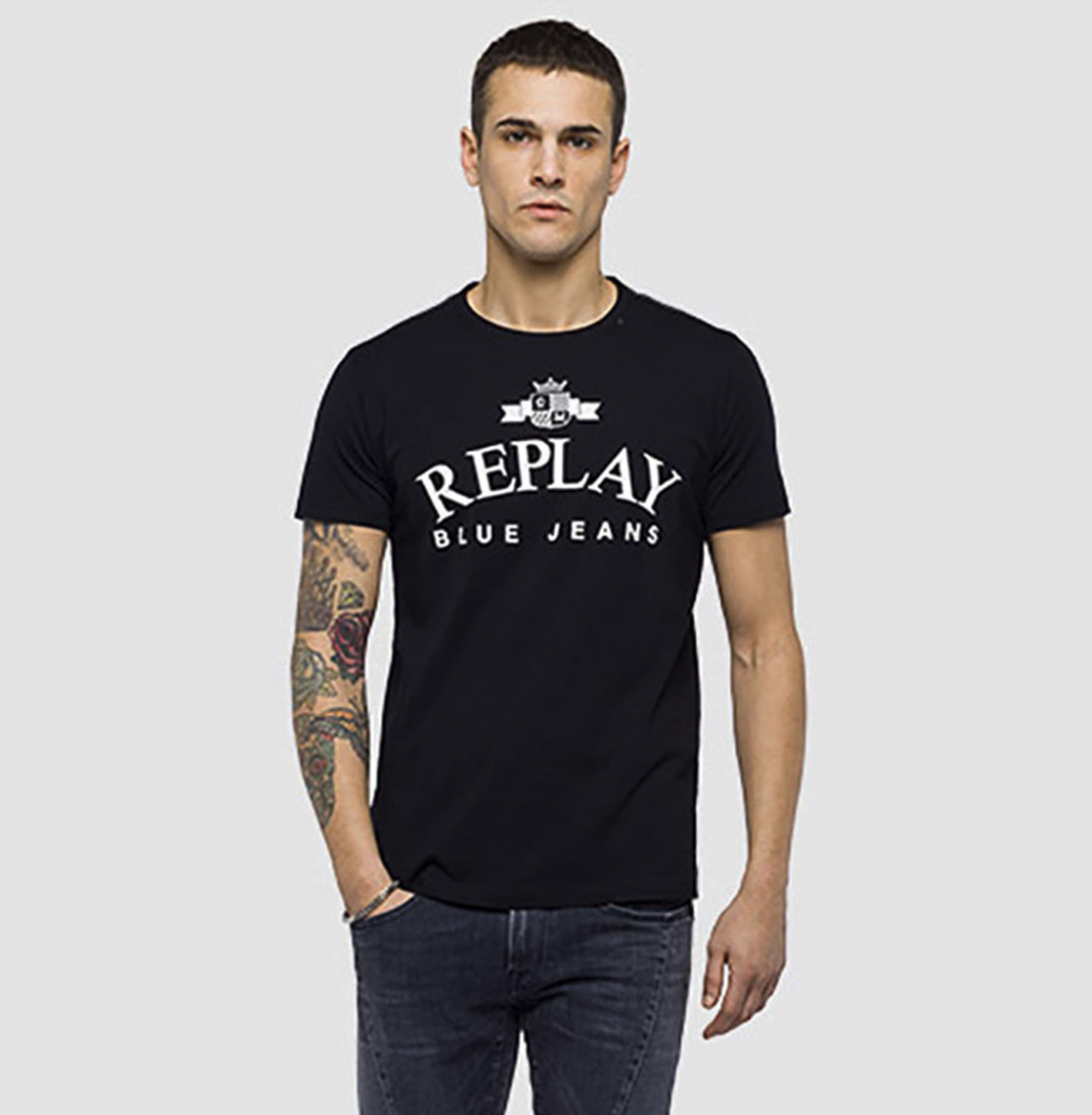 唯品尖货replaymr01rnt03td1字母短袖t恤