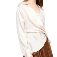 UR秋冬季女装时尚V领罩衫衬衫WE46S2CN2002 M 浅粉色