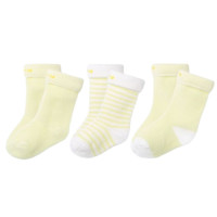 Bornbay 贝贝怡 204P2299 婴儿加厚保暖袜子 三双装 淡黄色 4-6岁