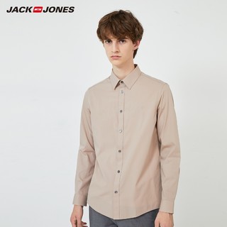 JACK JONES 杰克琼斯 219305551棉弹纯色直筒商务衬衫