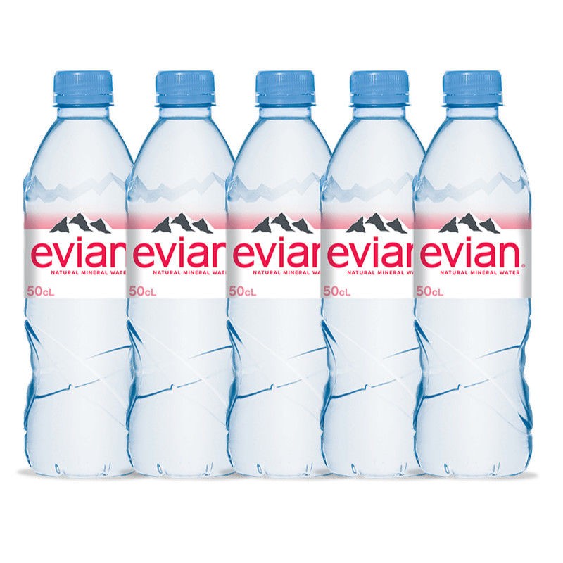 法国进口依云evian天然纯净矿泉水 500ml*5瓶粉色英文版